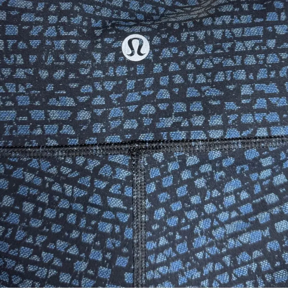 Lululemon Deep Breath‎ Crop Leggings Shatter Weave Desert Teal Alberta Lake Sz 6